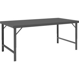 Adjustable Height Folding Leg Workbench, 60 x 30-1/4", Steel Flush Edge view 2