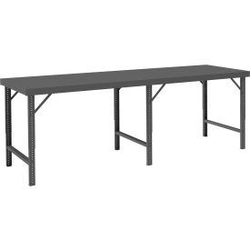 Adjustable Height Folding Leg Workbench, 120 x 36-1/4", Steel Flush Edge view 2