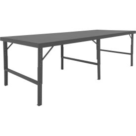 Adjustable Height Folding Leg Workbench, 120 x 48-1/4", Steel Flush Edge view 2