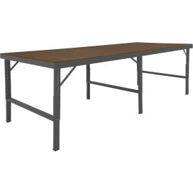 Adjustable Height Folding Leg Workbench, 120 x 48-1/4", Hardboard Flush Edge view 2