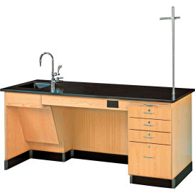 Diversified Woodcrafts, Inc. 1216K-L-ADA Diversified Spaces ADA Science Instructors Wooden Desk with Sink - 72"L x 30"W x 34"H image.