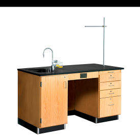Diversified Woodcrafts, Inc. 1216K-L Diversified Spaces Science Instructors Wooden Desk with Sink - 60"L x 30"W x 36"H image.