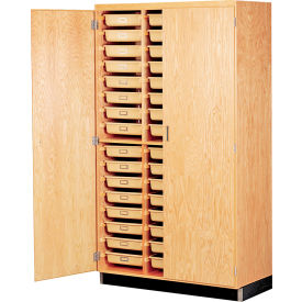 Science Tote Tray Storage Cabinet - 48 Compartments - Oak view 2