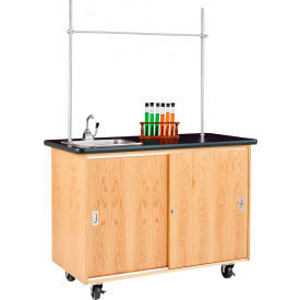 Diversified Woodcrafts, Inc. 4111K Diversified Spaces Economy Mobile Science Workstation - 48"L x 24"W - Oak with Black Top image.