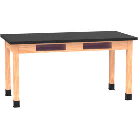 Diversified Spaces DWI-C7142BK30N PerpetuLab Table with ChemGuard Top 60"L x 30"W x 30"H Red Oak 