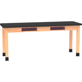 Diversified Spaces DWI-C730LBBK30N PerpetuLab Table w/ Laminate Top 72"L x 24"W x 30"H Red Oak 