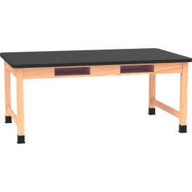 Diversified Spaces DWI-C740LBBK30L PerpetuLab Table with Laminate Top 72"L x 42"W x 30"H Red Oak 