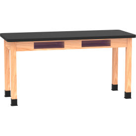 Diversified Spaces DWI-C760LBBK30E PerpetuLab Table w/ Laminate Top 60"L x 24"W x 30"H Red Oak 