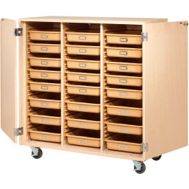 Access Mobile Tote Cabinet with 3-Point Locking Handles, 48"W x 22"D x51"H,Maple view 2