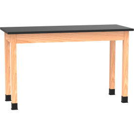 Science Lab Table with Epoxy Top, 60"L x 24"W x 36"H, Red Oak view 2