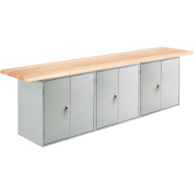 Diversified Woodcrafts, Inc. MAD2-10L Diversified Spaces Wall, Island Workbench, 3 Cabinets, 120"W x 24"D, Gray image.