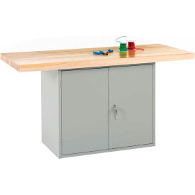 Diversified Woodcrafts, Inc. WBD2-0V Diversified Spaces 2 Station Workbench, 1 Cabinet, No Vice, 64"W x 28"D, Gray image.