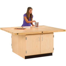 Diversified Woodcrafts, Inc. WW31-0V Diversified Spaces 4 Station Workbench, 2 Cabinets, 64"W x 54"D, Tan image.
