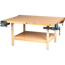 Diversified Woodcrafts, Inc. WW4-2V Diversified Spaces 64"W x 54"D Woodworking Bench, Maple image.