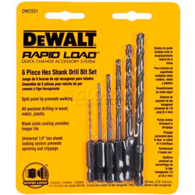 Dewalt DW2551 DeWALT® Rapid Load® Quick Change Bit Set, DW2551, 1/16"-1/4" Hex Shank, 6 Pieces image.