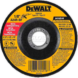 Dewalt DWA4531 DeWalt DWA4531 Metal Cutting Wheel Type 27 4-1/2" DIA. 24 Grit Aluminum Oxide image.
