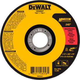 Dewalt DWA8062F DeWalt DWA8062F HP Metal Cutting Wheels Type 1 4-1/2" x 7/8" Aluminum Oxide 60 Grit image.