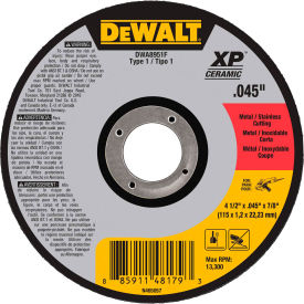 Dewalt DWA8951F DeWalt DWA8951F XP Ceramic Metal Cutting Wheels Type 1 4-1/2" x 7/8" Aluminum Oxide 60 Grit image.
