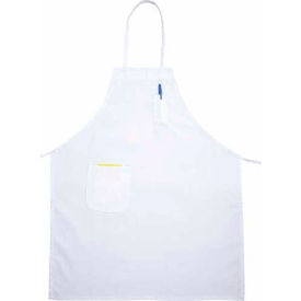 Winco  Dwl Industries Co. BA-PWH Winco BA-PWH Full Length Bib Apron with Pocket, White, 31"x26" image.