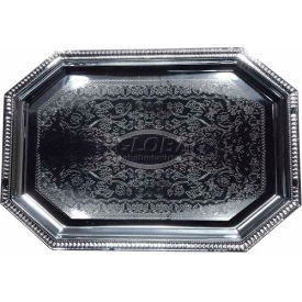 Winco  Dwl Industries Co. CMT-1217 Winco CMT-1217 Octagonal Serving Tray, 17"L, Chrome, Gadroon Edge W/ Engraving image.