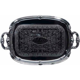 Winco  Dwl Industries Co. CMT-1912 Winco CMT-1912 Rectangular Serving Tray with Handles, 19"L, Chrome, Gadroon Edge W/ Engraving image.