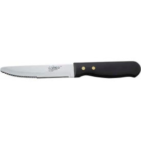 Winco  Dwl Industries Co. K-85P Winco K-85P Jumbo Steak Knife, 5"L, Black Pastic Handle, Round Tip, Serrated Blade image.