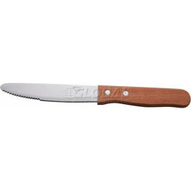 Winco  Dwl Industries Co. KB-15W Winco KB-15W Extra Large Steak Knife, 5"L, Wood Handle, Serrated Blade, Heavy Duty, 12/Pack image.