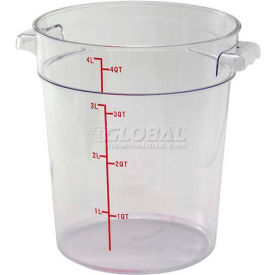 Winco  Dwl Industries Co. PCRC-4 WinCo® Round Storage Container, 8-1/2"L x 7-13/32"W x 8-9/64"H, Clear image.