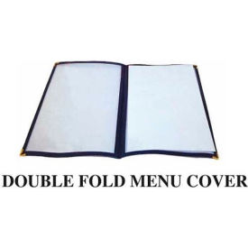 Winco  Dwl Industries Co. PMCD-14K Winco PMCD-14K Double Fold Menu Cover, 8-1/2"W, 14"H, Plastic W/ Vinyl Binding, Double Page, Black image.