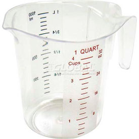 Winco  Dwl Industries Co. PMCP-100 Winco PMCP-100 Measuring Cup W/ Red & Blue Markings, 1 Qt, Clear, Plastic image.