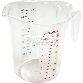 Winco  Dwl Industries Co. PMCP-200 Winco PMCP-200 Measuring Cup W/ Red & Blue Markings, 2 Qt, Clear, Plastic image.