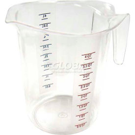 Winco  Dwl Industries Co. PMCP-400 Winco PMCP-400 Measuring Cup W/ Red & Blue Markings, 4 Qt, Clear, Plastic image.