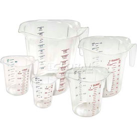 Winco  Dwl Industries Co. PMCP-5SET Winco PMCP-5SET 5 Piece Set Measuring Cup W/ Red & Blue Markings, Clear, Plastic image.