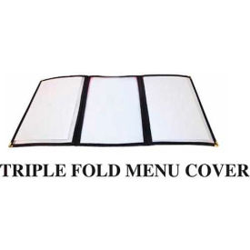 Winco  Dwl Industries Co. PMCT-9G Winco PMCT-9G Triple Fold Menu Cover, 9-1/2"W, 12"H, Plastic W/ Vinyl Binding, Three Page, Green image.