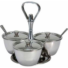 Winco  Dwl Industries Co. RS-3 Winco RS-3 3 Unit Relish Server, Holds 3 Canisters, Stainless Steel image.