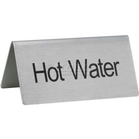 Winco  Dwl Industries Co. SGN-104 Winco SGN-104 Tent Sign, Hot Water, 3"L, 1-1/2"H, Stainless Steel image.