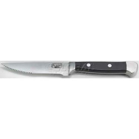 Winco  Dwl Industries Co. SK-1 Winco SK-1 Heavy-Duty Steak Knife, 5"L, Black Polypropylene Handle, High Carbon Steel, Pointed Tip image.