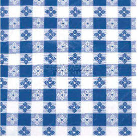 Winco  Dwl Industries Co. TBCO-90B Winco TBCO-90B Checkered Table Cloth , 90"L, 52"W, PVC W/ Flannel Backing, Blue & White image.