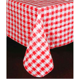Winco  Dwl Industries Co. TBCS-52R Winco TBCS-52R Checkered Table Cloth , 52"L, 52"W, PVC W/ Flannel Backing, Square, Red & White image.