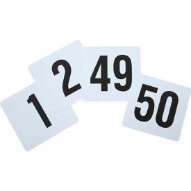 Winco  Dwl Industries Co. TBN-50 Winco TBN-50 Table Numbers, 1-50, 3-3/4"W, 4"H, Plastic, Numbers on Both Sides, 50/Pk image.