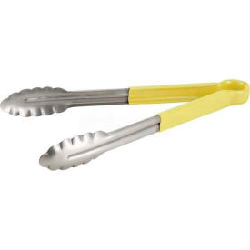 Winco  Dwl Industries Co. UT-12HP-Y Winco UT-12HP-Y Utility Tong Cold Food Service, Cold Food Service, 12"L, Yellow image.