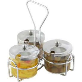Winco  Dwl Industries Co. WH-4 Winco WH-4 3 Ring Condiment Jar Holder, 7-1/2"L, 7"W, 8"H, Chrome Plated Wire image.
