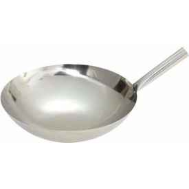 Winco  Dwl Industries Co. WOK-14N Winco WOK-14N Wok W/ Riveted Handle, 14" D, Stainless Steel image.