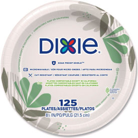 Dixie® Pathways Paper Plates Wise Size 8-1/2" Dia. Green/Burgundy Pack of 1000