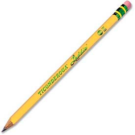 Dixon Ticonderoga 13304 Dixon® Ticonderoga Laddie Woodcase Pencil With Eraser, Yellow Barrel, Dozen image.