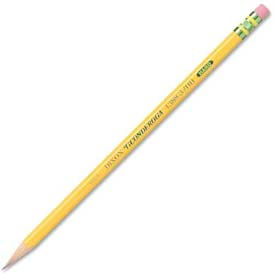Dixon Ticonderoga 13883 Dixon® Ticonderoga Woodcase H #3 Pencil With Eraser, Hard, Yellow Barrel, Dozen image.