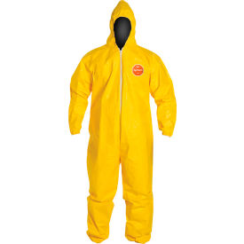 DUPONT SPECIALTY PRODUCTS USA LLC QC127SYLXL001200 DuPont™ Tychem 2000 Coverall,Hood,Elastic Wrist/Ankle,Serged Seam,Stormflap,Yellow,XL, 12/Qty image.