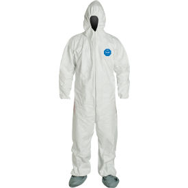 DUPONT SPECIALTY PRODUCTS USA LLC TY122SWHMD002500 DuPont™ Tyvek® 400 Coverall Hood & Socks/Boots, Serged Seam, White, MD, 25/Qty image.