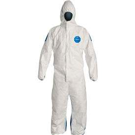 DUPONT SPECIALTY PRODUCTS USA LLC TD127SWBMD0025CM DuPont™ Tyvek® 400D Coverall,Hood, Elastic Wrist/Ankle, Stormflap, White Blue, MD,25/Qty image.