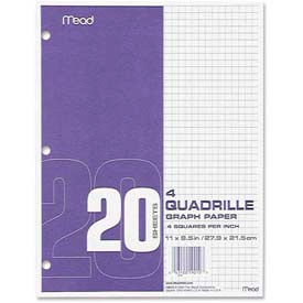Mead Products 19010 Mead® Graph Paper, 8-1/2" x 11", 4 x 4 Square/inch Quad Ruled, 240 Sheets/Pack image.